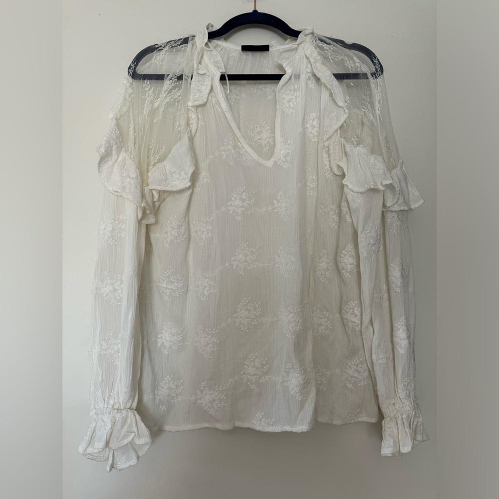 Lace shoulder blouse with ruffles from Vici